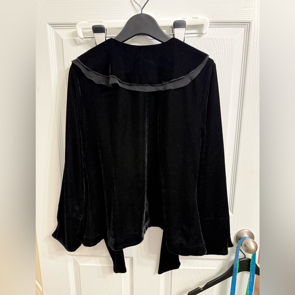 Stage Romantic Black Velvet Ruffle Tie Front Jacket cardigan Gothic M Fairy - Picture 7 of 7